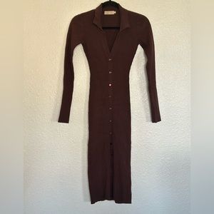Meshki Andrea Knit Button Midi Dress Brown Color size S